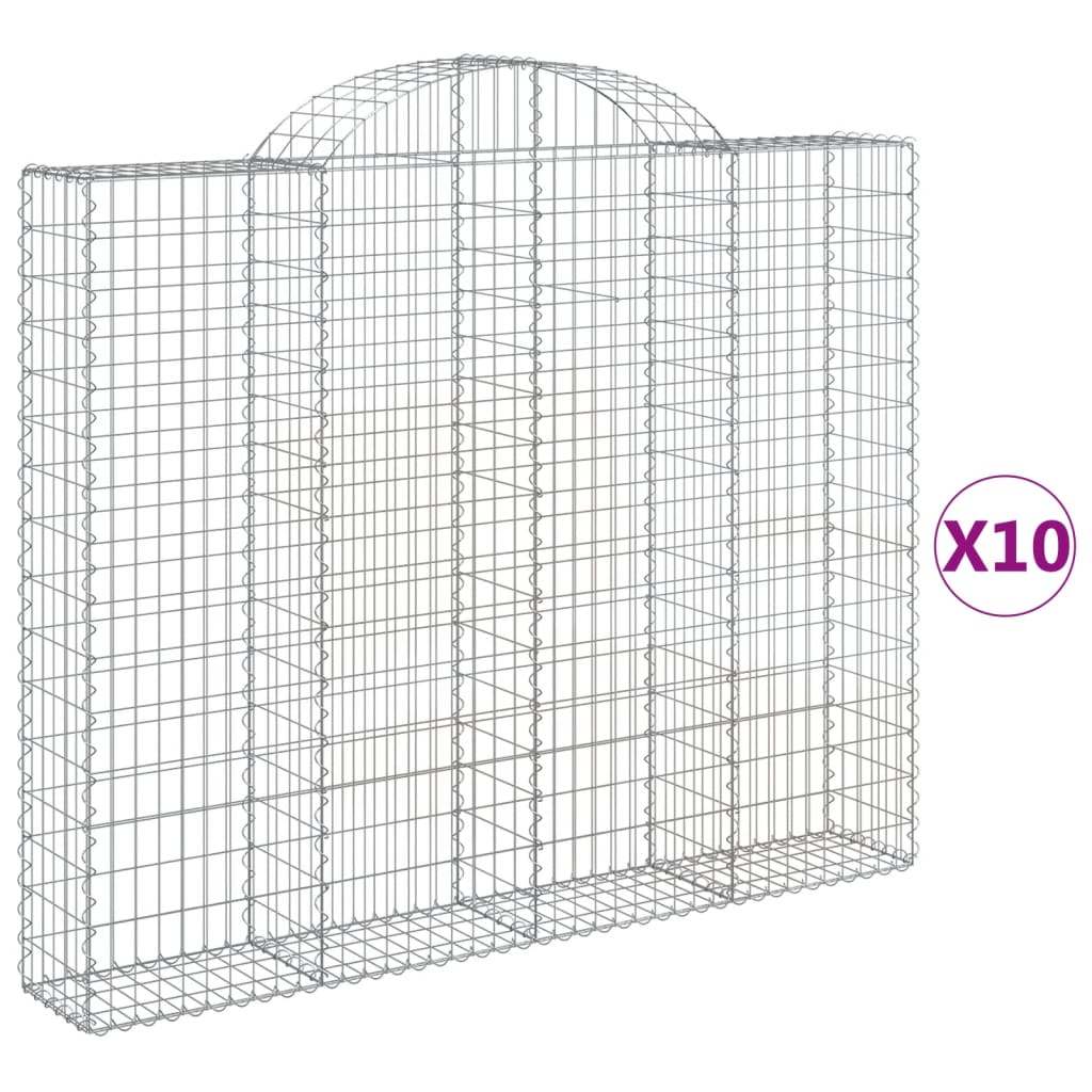 Gabioner bågformade 10 st 200x30x160/180 cm galvaniserat järn
