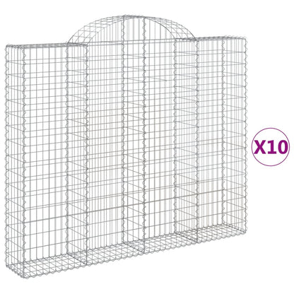 Gabioner bågformade 10 st 200x30x160/180 cm galvaniserat järn