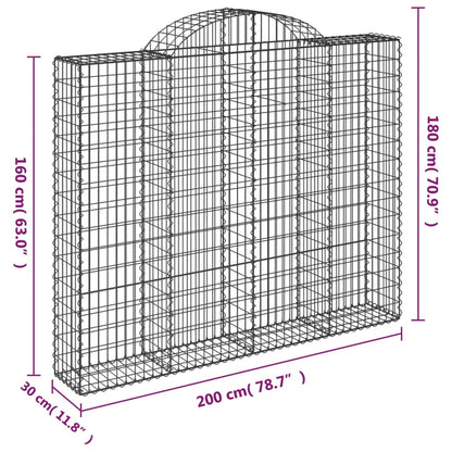 Gabioner bågformade 10 st 200x30x160/180 cm galvaniserat järn