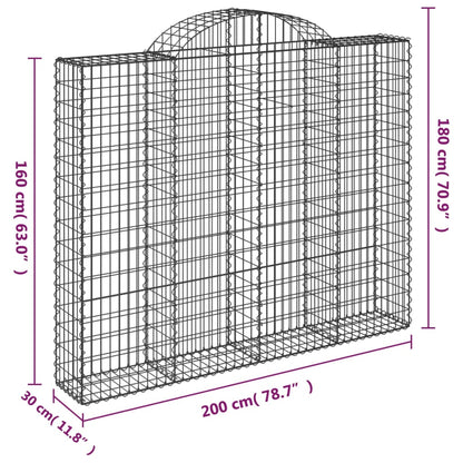 Gabioner bågformade 12 st 200x30x160/180 cm galvaniserat järn