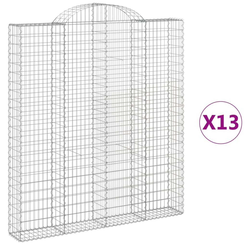 Gabioner bågformade 13 st 200x30x220/240 cm galvaniserat järn