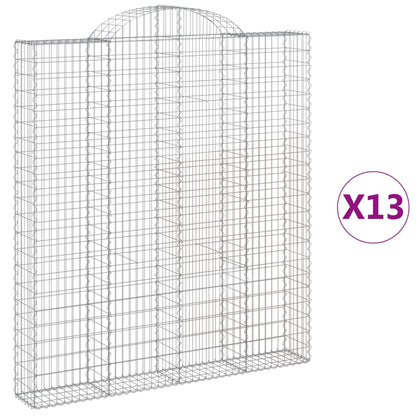 Gabioner bågformade 13 st 200x30x220/240 cm galvaniserat järn