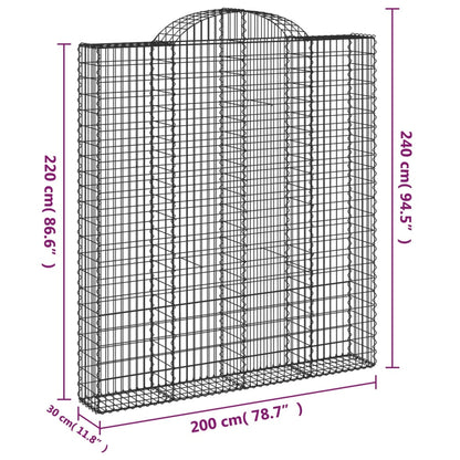 Gabioner bågformade 13 st 200x30x220/240 cm galvaniserat järn