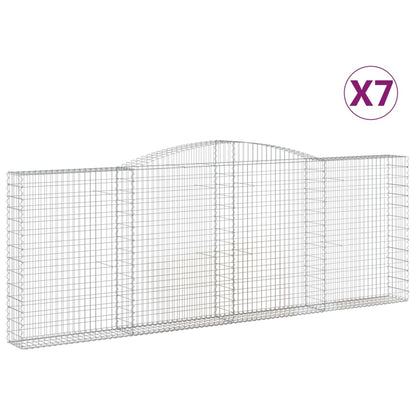 Gabioner bågformade 7 st 400x30x140/160 cm galvaniserat järn