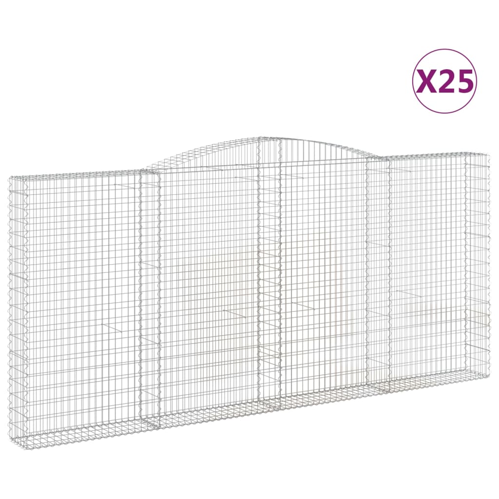 Gabioner bågformade 25 st 400x30x180/200 cm galvaniserat järn