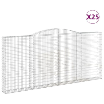 Gabioner bågformade 25 st 400x30x180/200 cm galvaniserat järn
