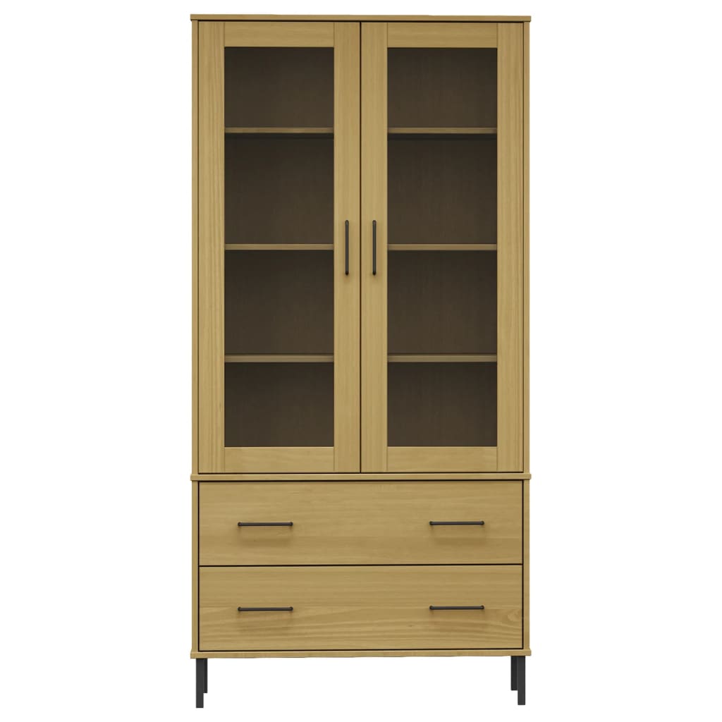 Bokhylla med metallben OSLO brun 85x35x172,5 cm massivt trä