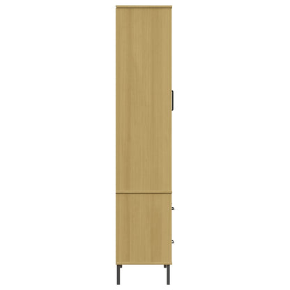 Bokhylla med metallben OSLO brun 85x35x172,5 cm massivt trä