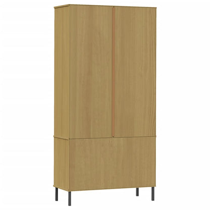 Bokhylla med metallben OSLO brun 85x35x172,5 cm massivt trä
