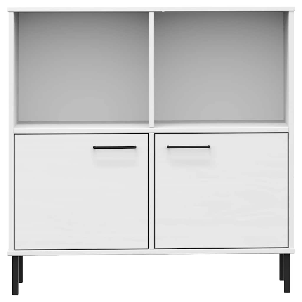 Bokhylla med metallben OSLO vit 90x35x90,5 cm massivt trä