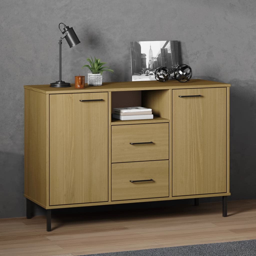 Skänk Brun med metallben OSLO 113x40x77 cm massivt trä