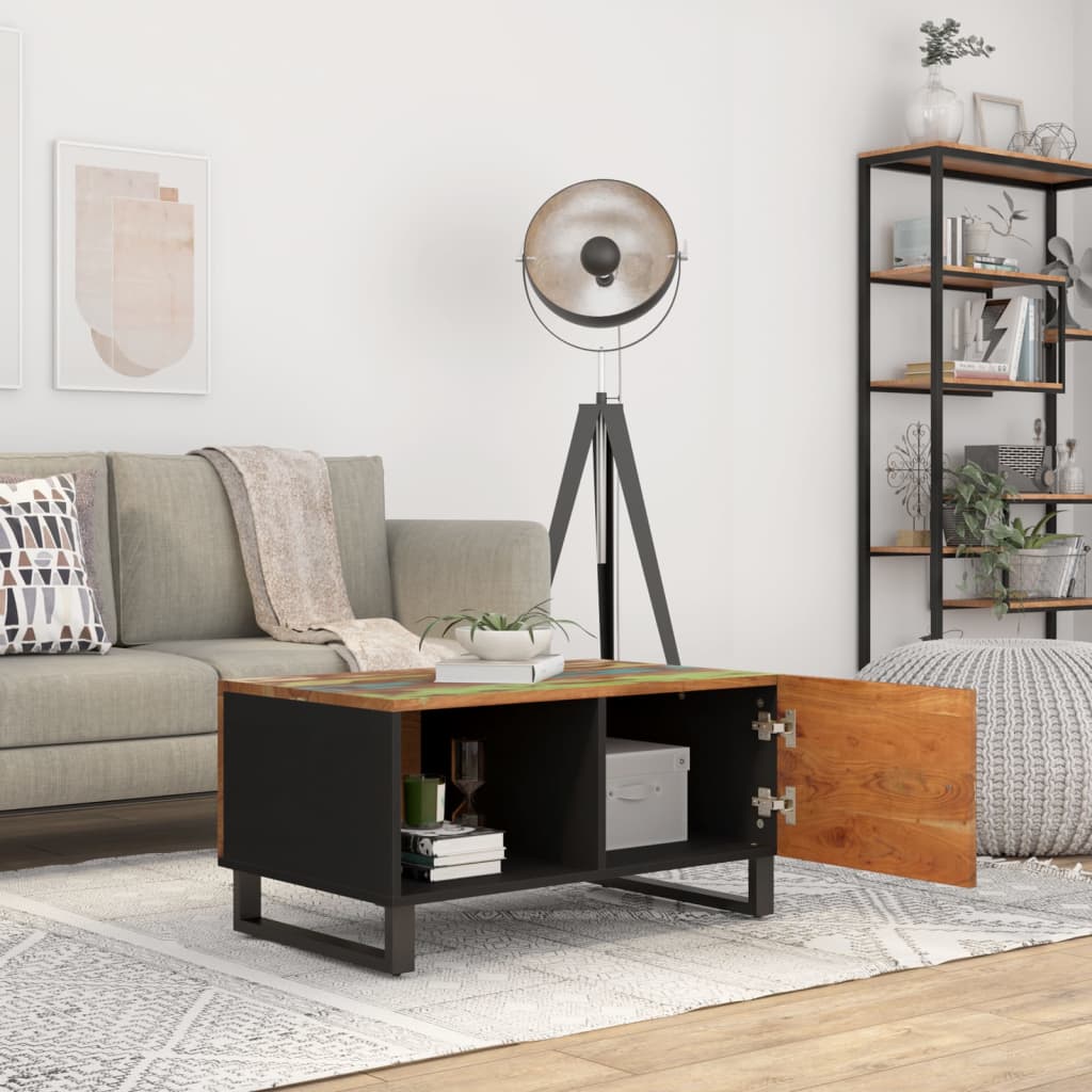 Soffbord 80x50x40 cm massivt återvunnet och konstruerat trä