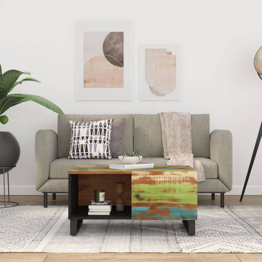 Soffbord 80x50x40 cm massivt återvunnet och konstruerat trä