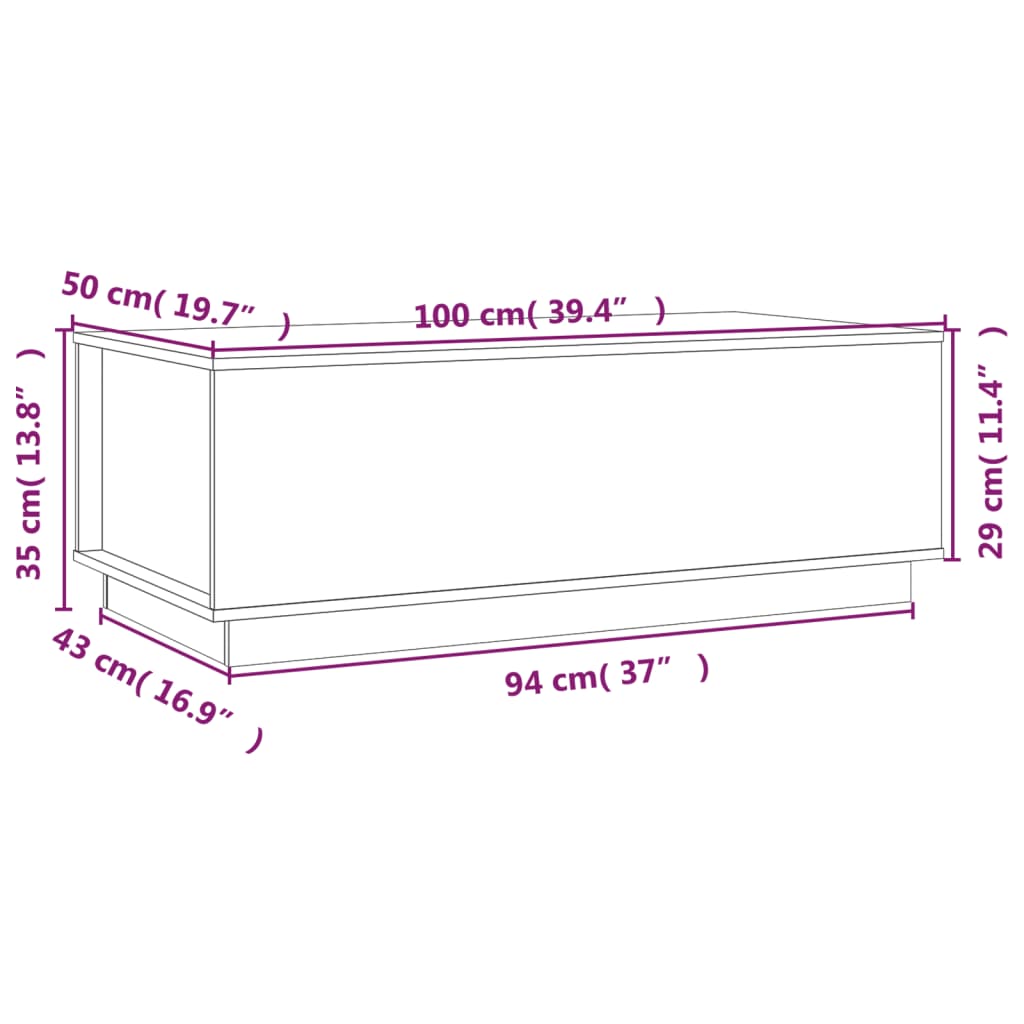 Soffbord Vit 100x50x35 cm massiv furu
