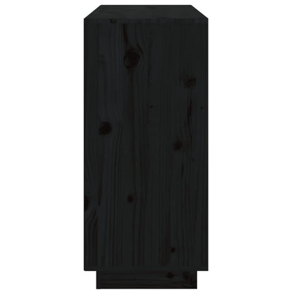 Skänk Svart 111x34x75 cm massiv furu