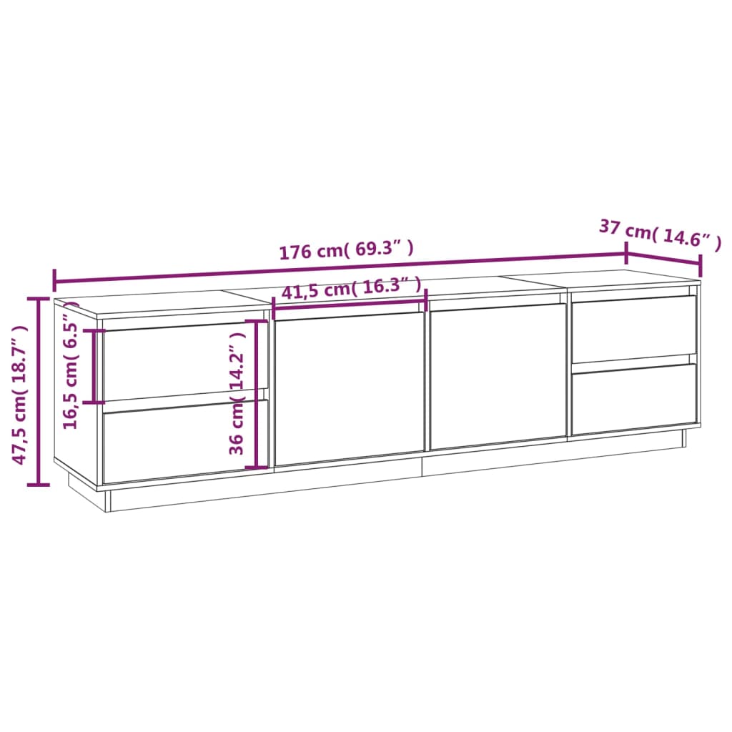 TV-Möbel Brun Honungsbrun TV-Bänk 176x37x47,5 cm massiv furu