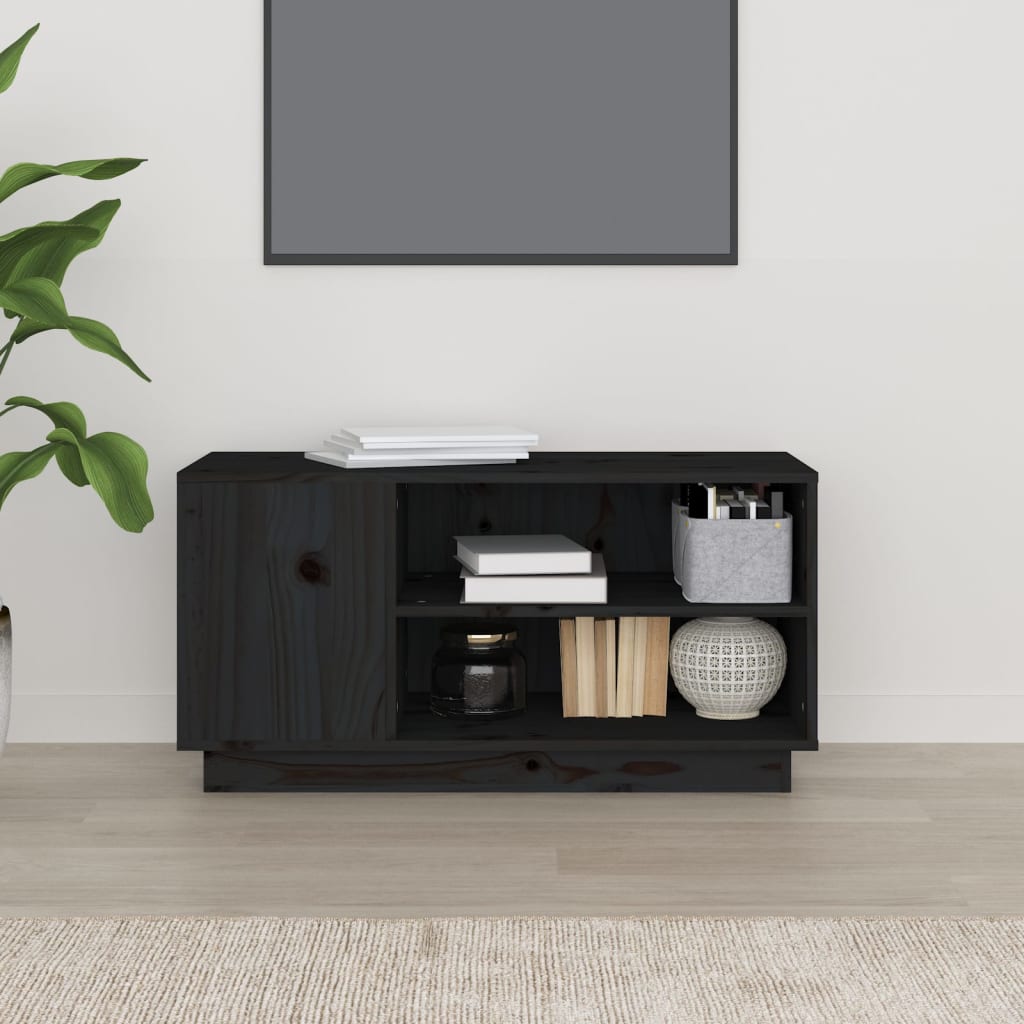 TV-Möbel Svart TV-Bänk 80x35x40,5 cm massiv furu