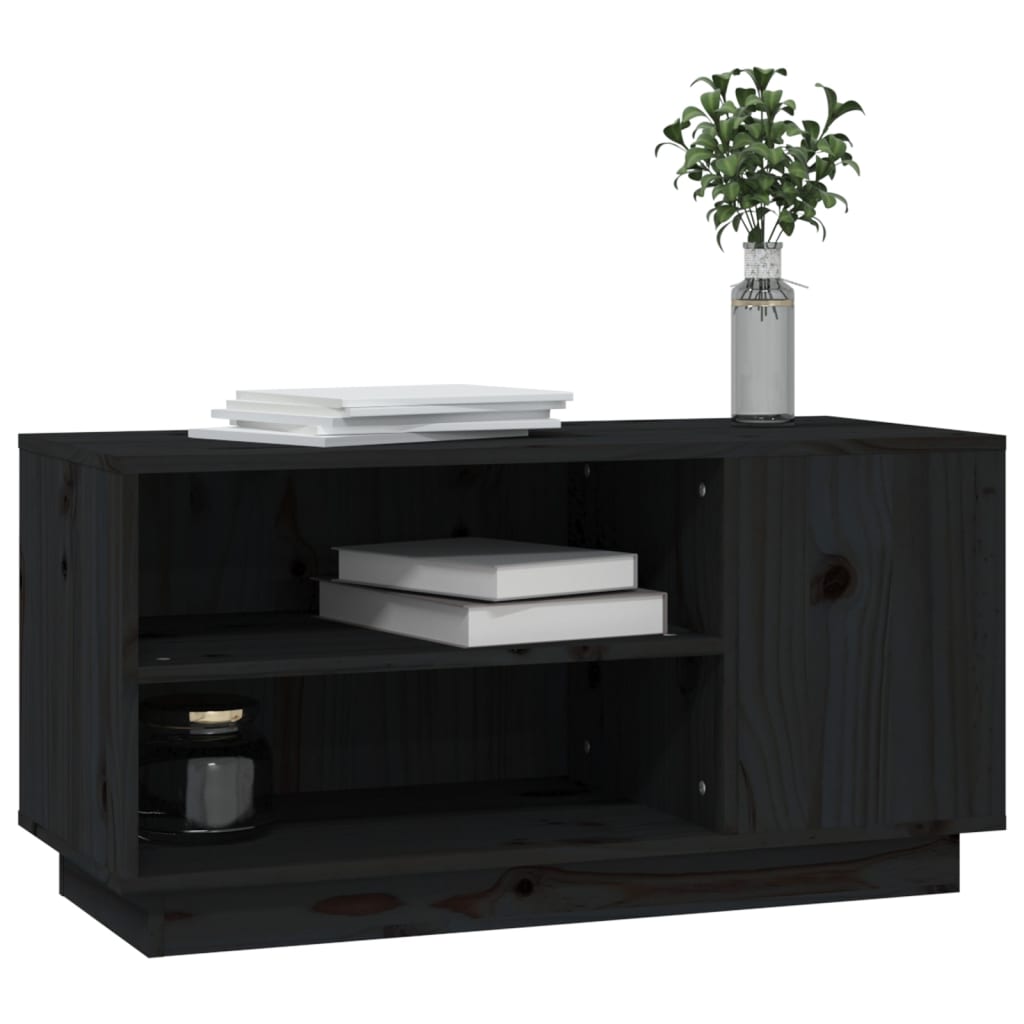TV-Möbel Svart TV-Bänk 80x35x40,5 cm massiv furu