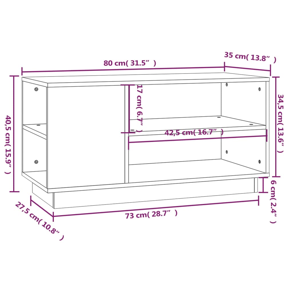TV-Möbel Svart TV-Bänk 80x35x40,5 cm massiv furu