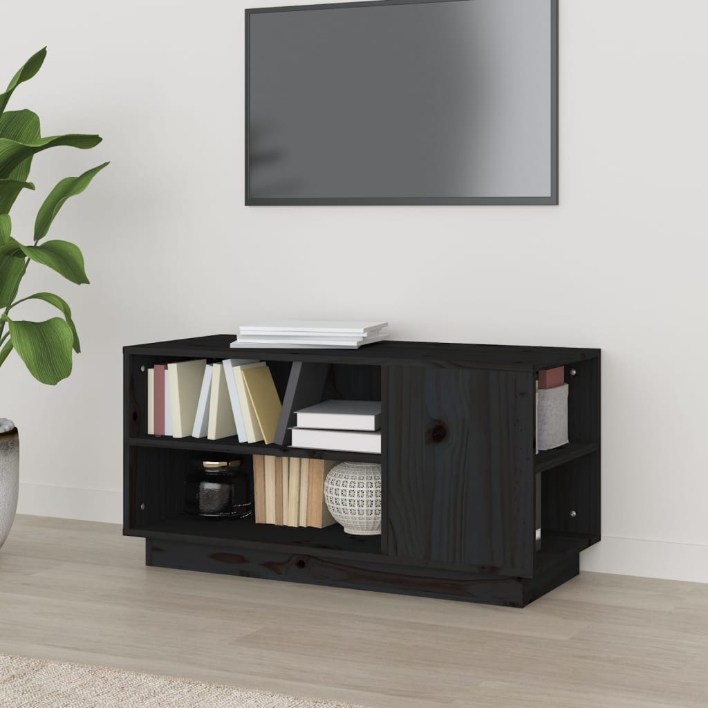TV-Möbel Svart TV-Bänk 80x35x40,5 cm massiv furu