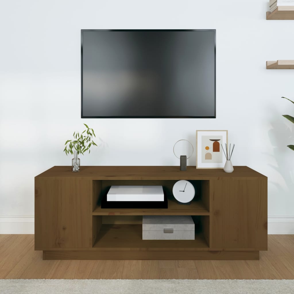 TV-Möbel Brun TV-Bänk honungsbrun 110x35x40,5 cm massiv furu