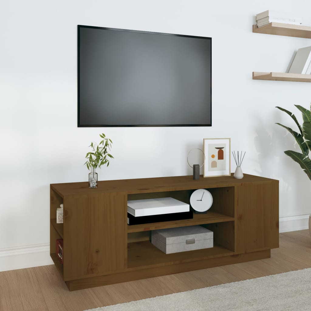 TV-Möbel Brun TV-Bänk honungsbrun 110x35x40,5 cm massiv furu