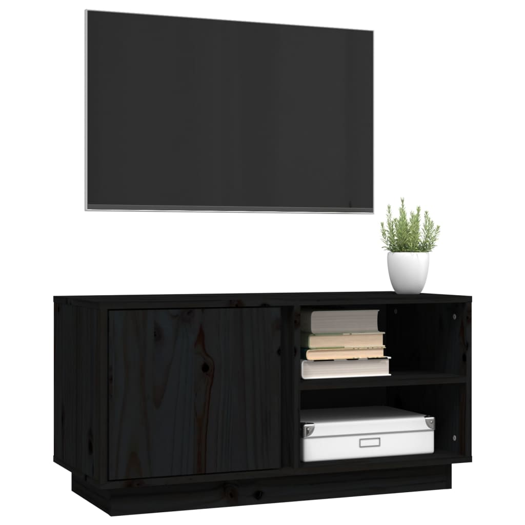 TV-Möbel Svart TV-Bänk 80x35x40,5 cm massiv furu