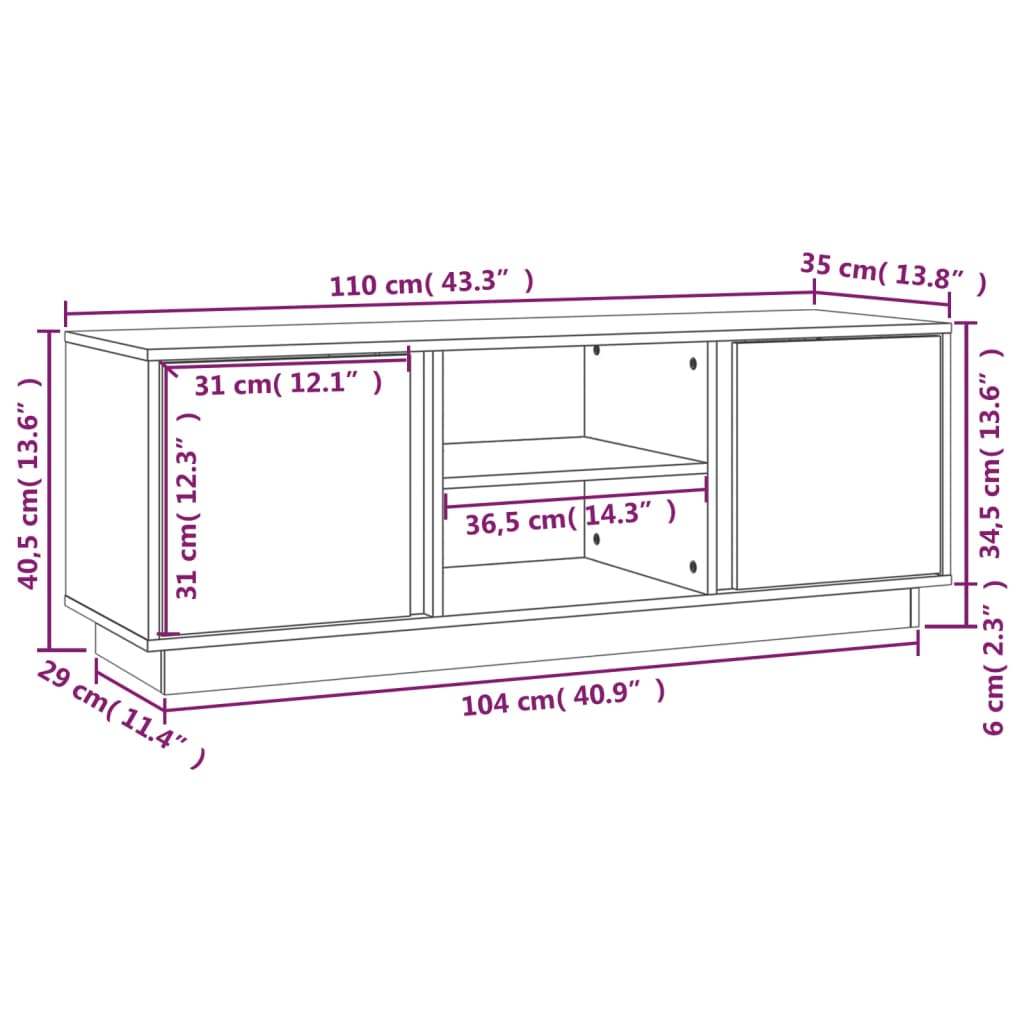 TV-Möbel Brun Honungsbrun TV-Bänk 110x35x40,5 cm massiv furu