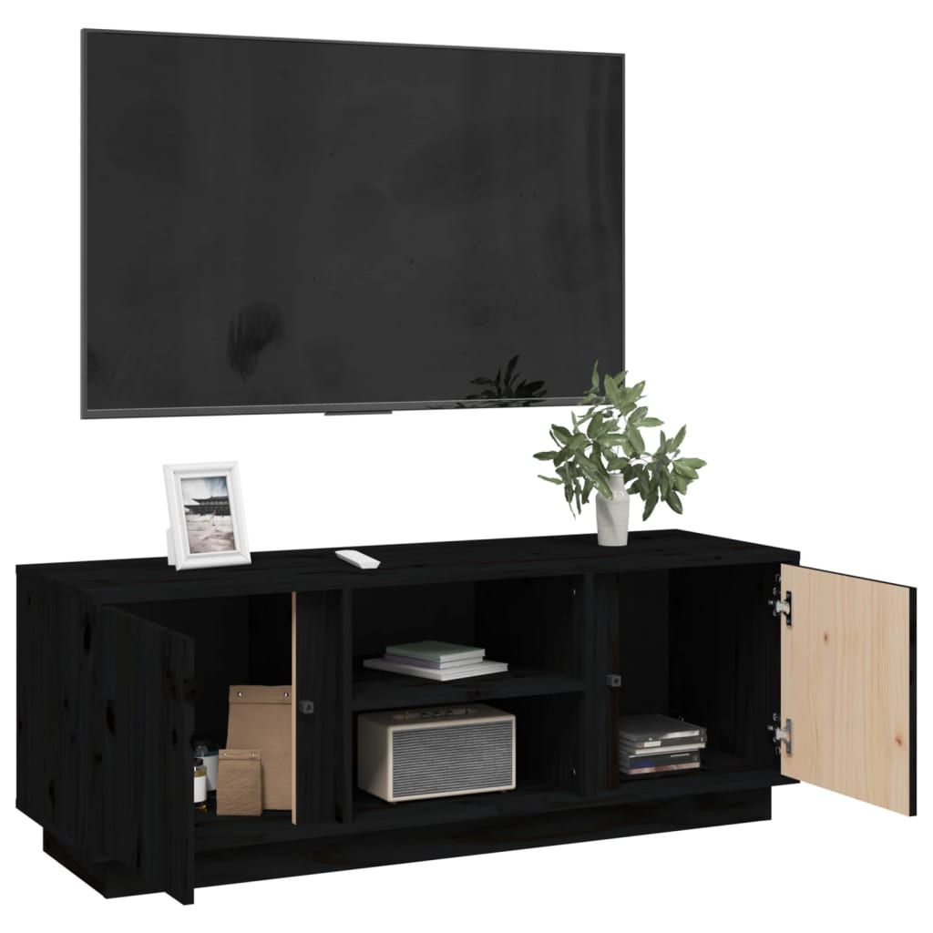 TV-Möbel Svart TV-Bänk 110x35x40,5 cm massiv furu