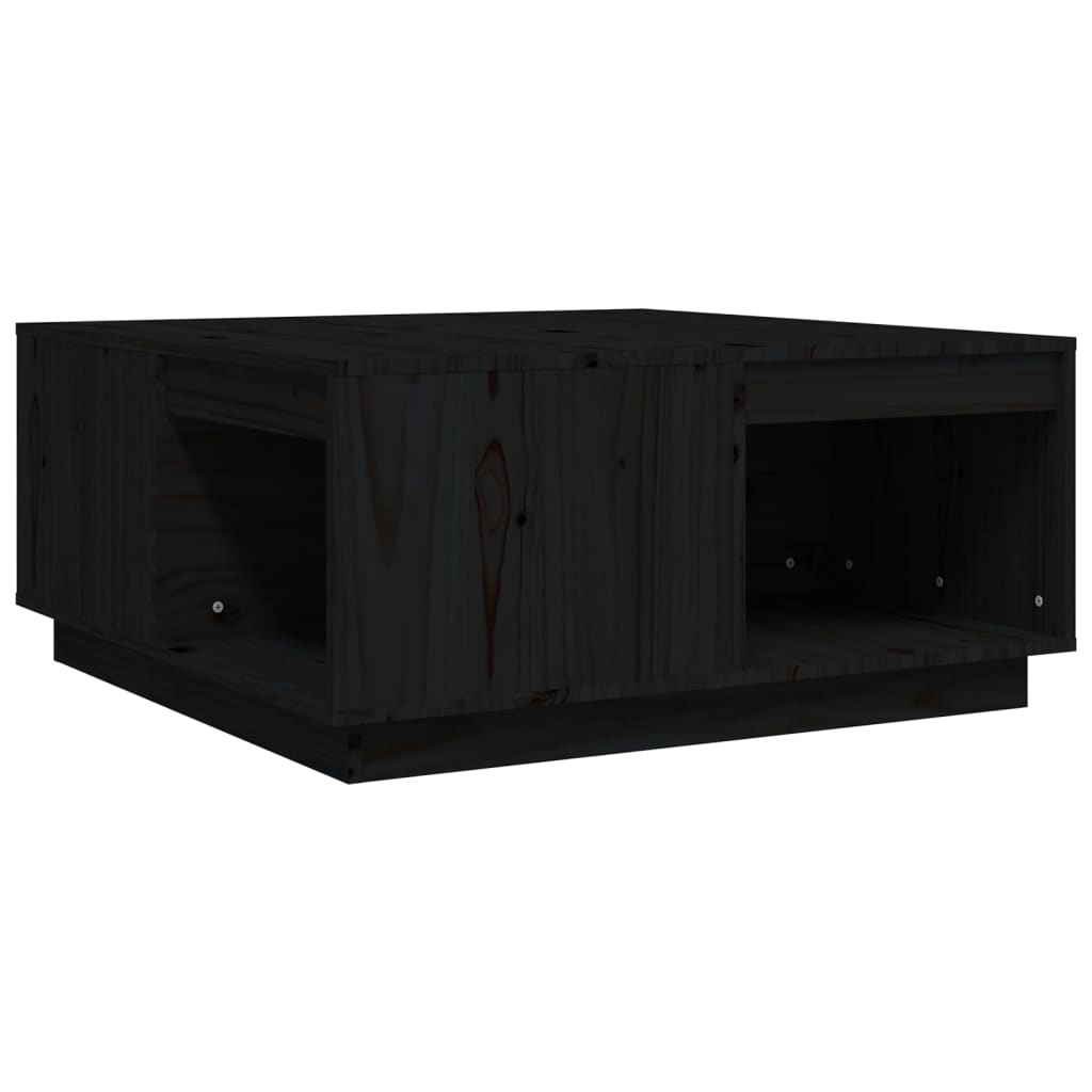 Soffbord Svart 80x81x36,5 cm massiv furu