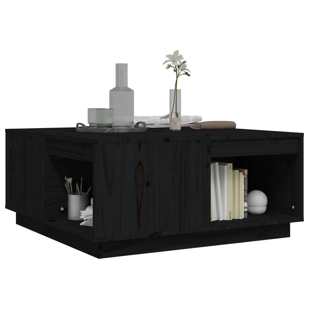 Soffbord Svart 80x81x36,5 cm massiv furu