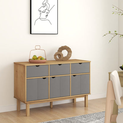 Skänk OTTA brun&grå 114x43x73,5 cm massiv furu