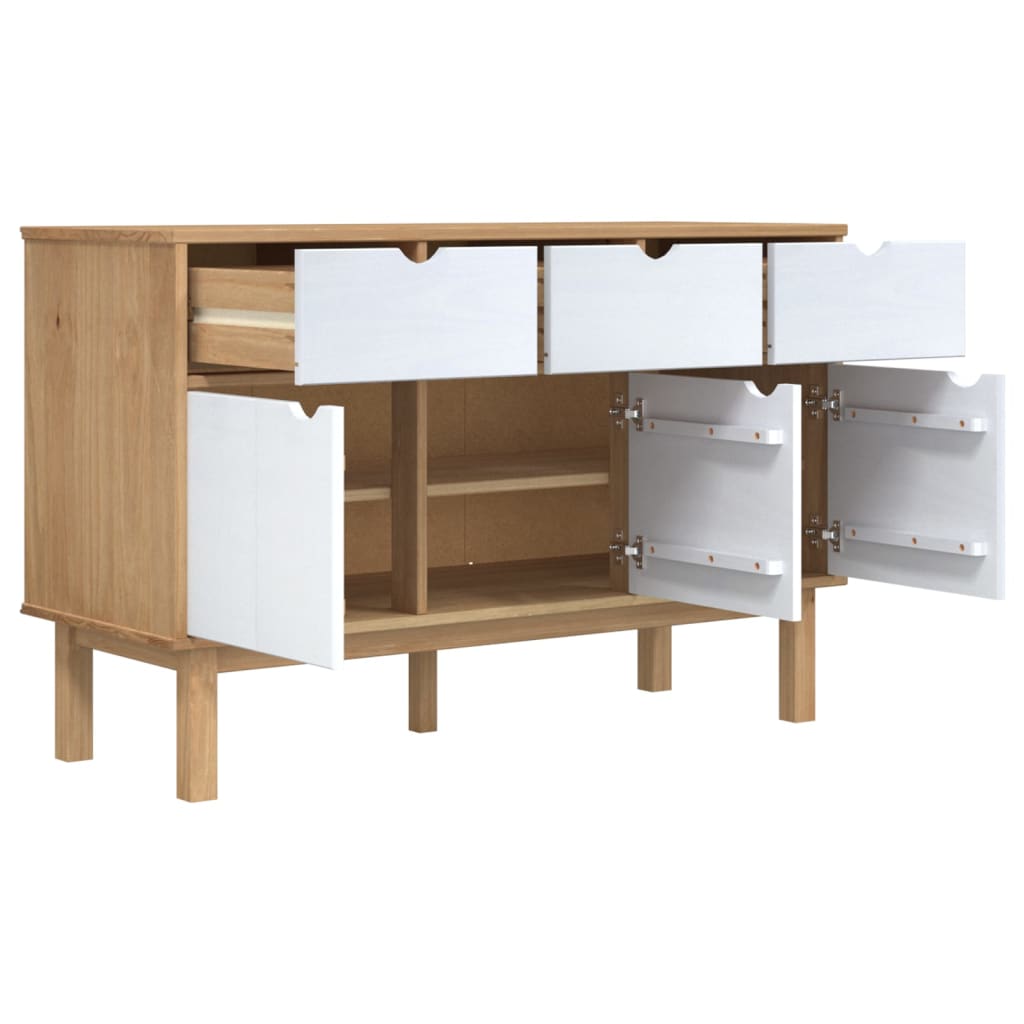 Skänk OTTA brun&vit 114x43x73,5 cm massiv furu
