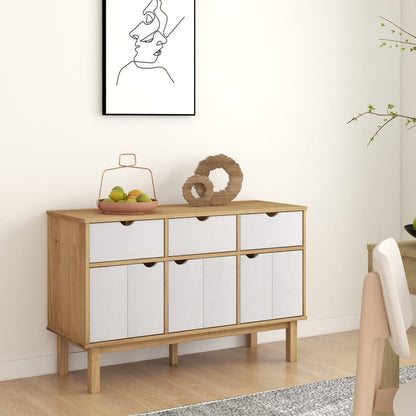 Skänk OTTA brun&vit 114x43x73,5 cm massiv furu