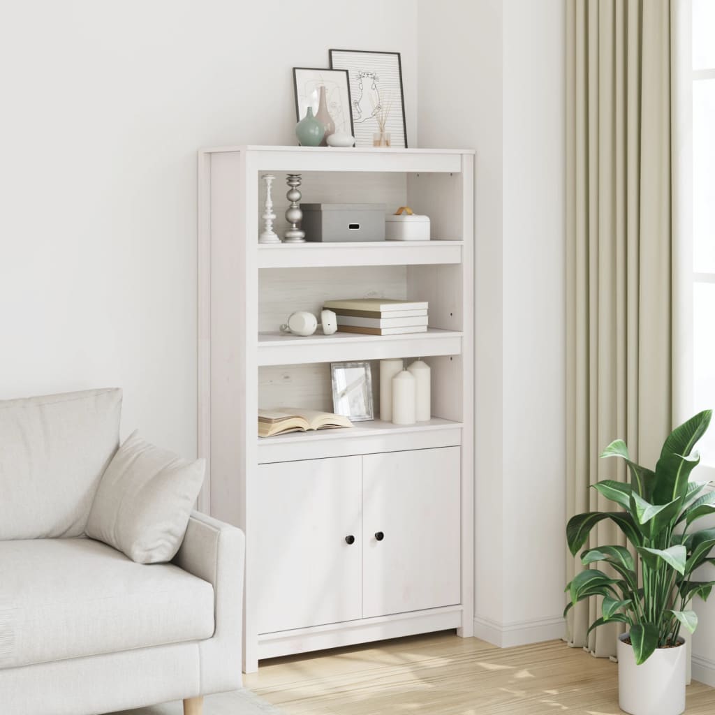 Skåp Vit 80x35x154 cm massiv furu