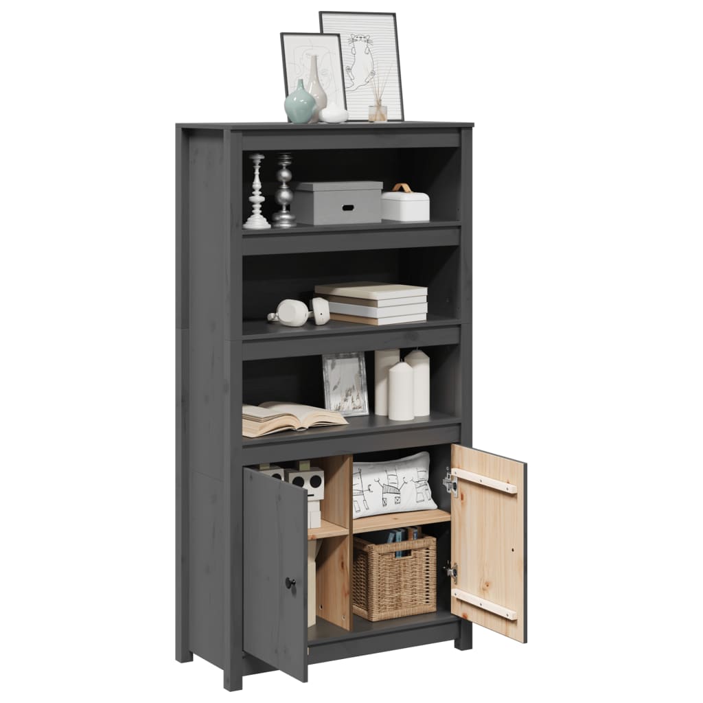 Skåp Grå 80x35x154 cm massiv furu