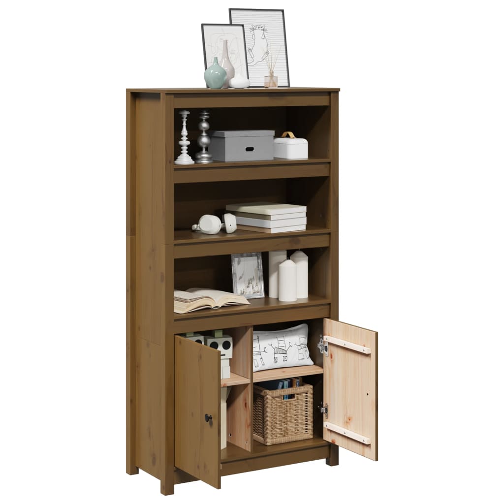 Skåp Brun Honungsbrun Trä 80x35x154 cm massiv furu