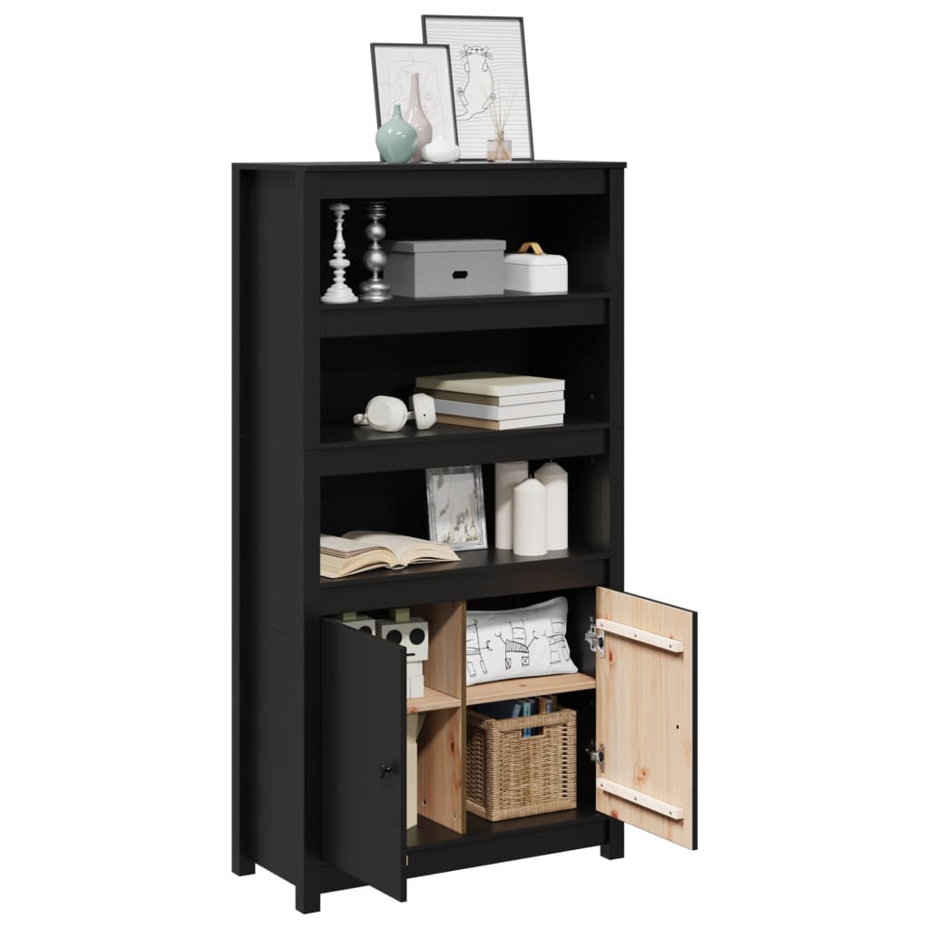 Skåp Svart 80x35x154 cm massiv furu