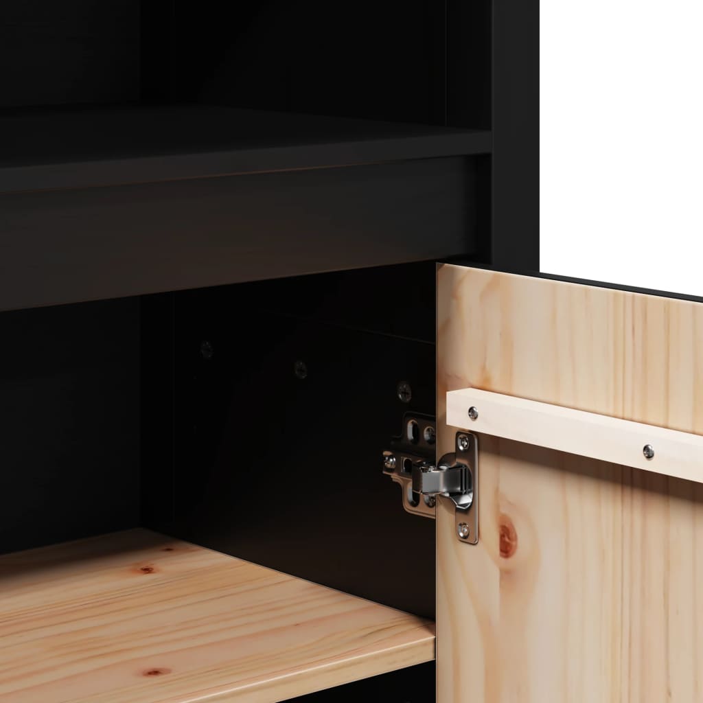 Skåp Svart 80x35x154 cm massiv furu