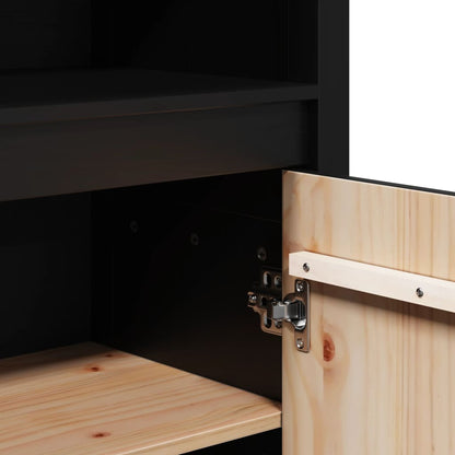 Skåp Svart 80x35x154 cm massiv furu