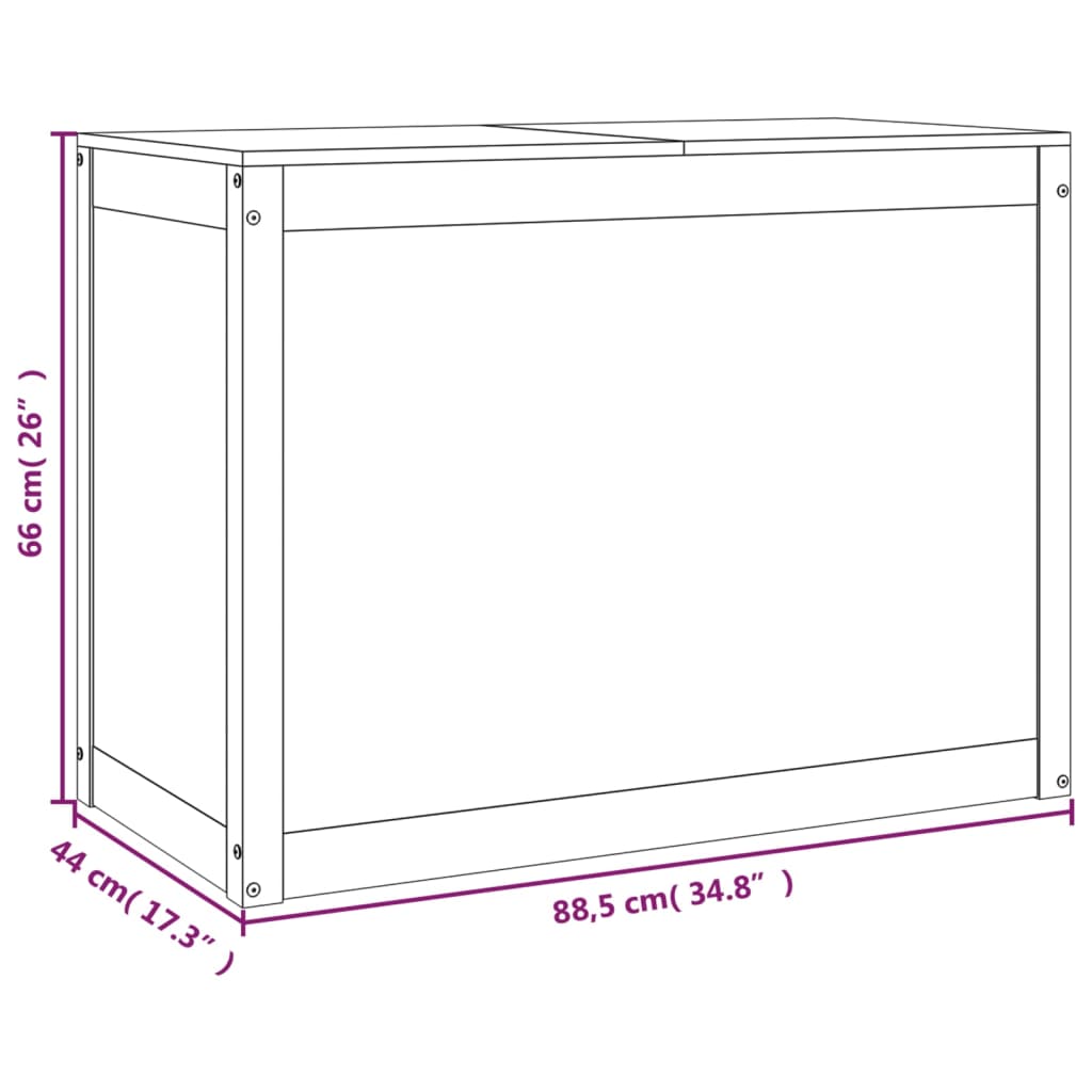 Tvättkorg Grå 88,5x44x66 cm massiv furu
