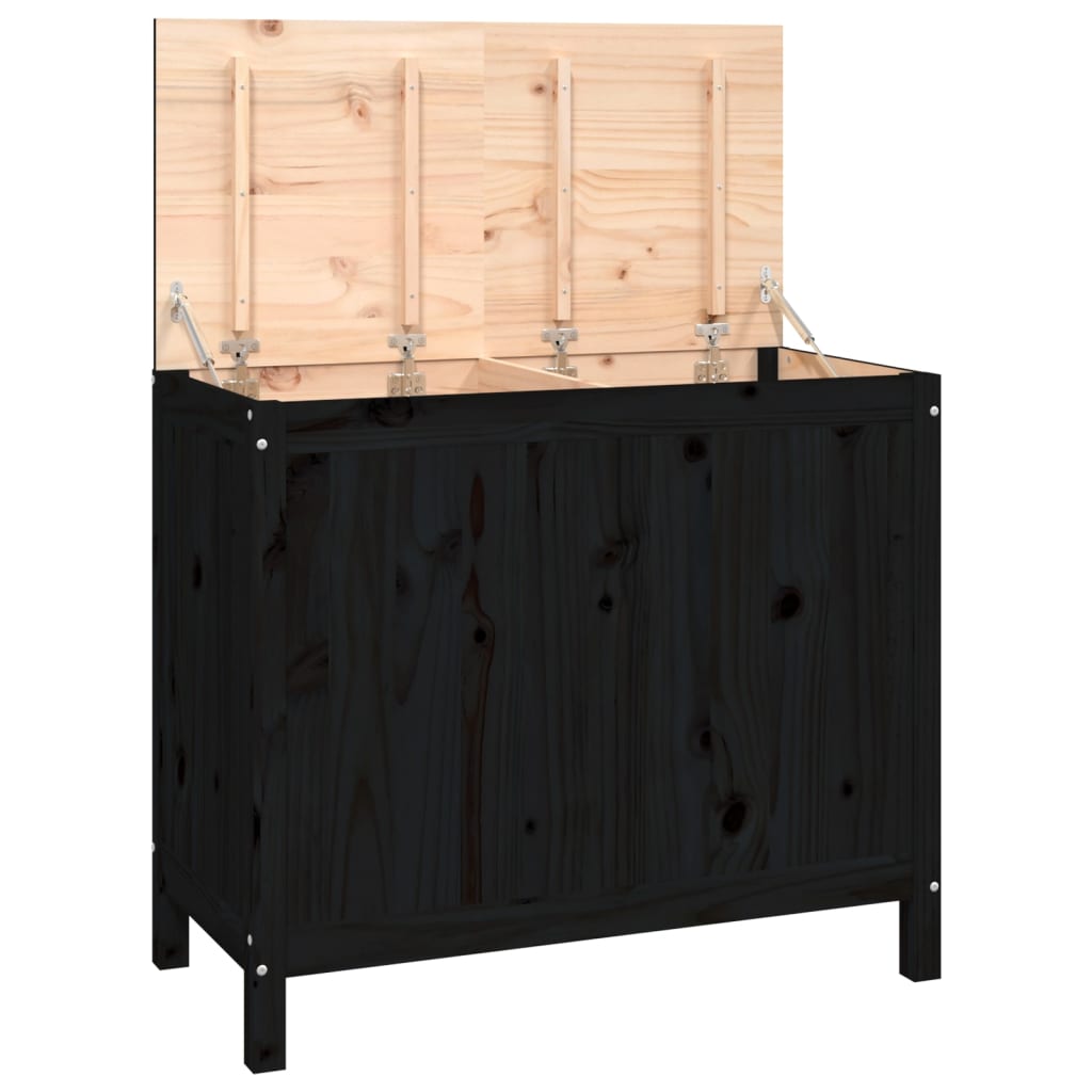 Tvättkorg Svart 88,5x44x76 cm massiv furu