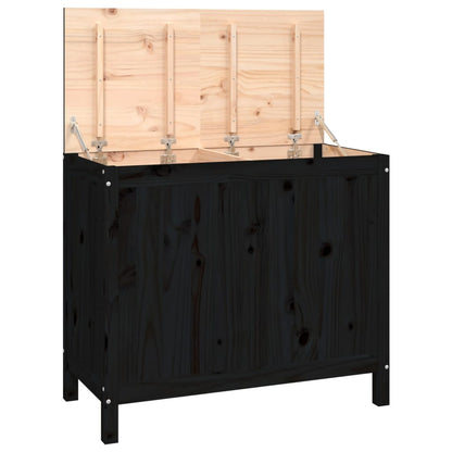 Tvättkorg Svart 88,5x44x76 cm massiv furu