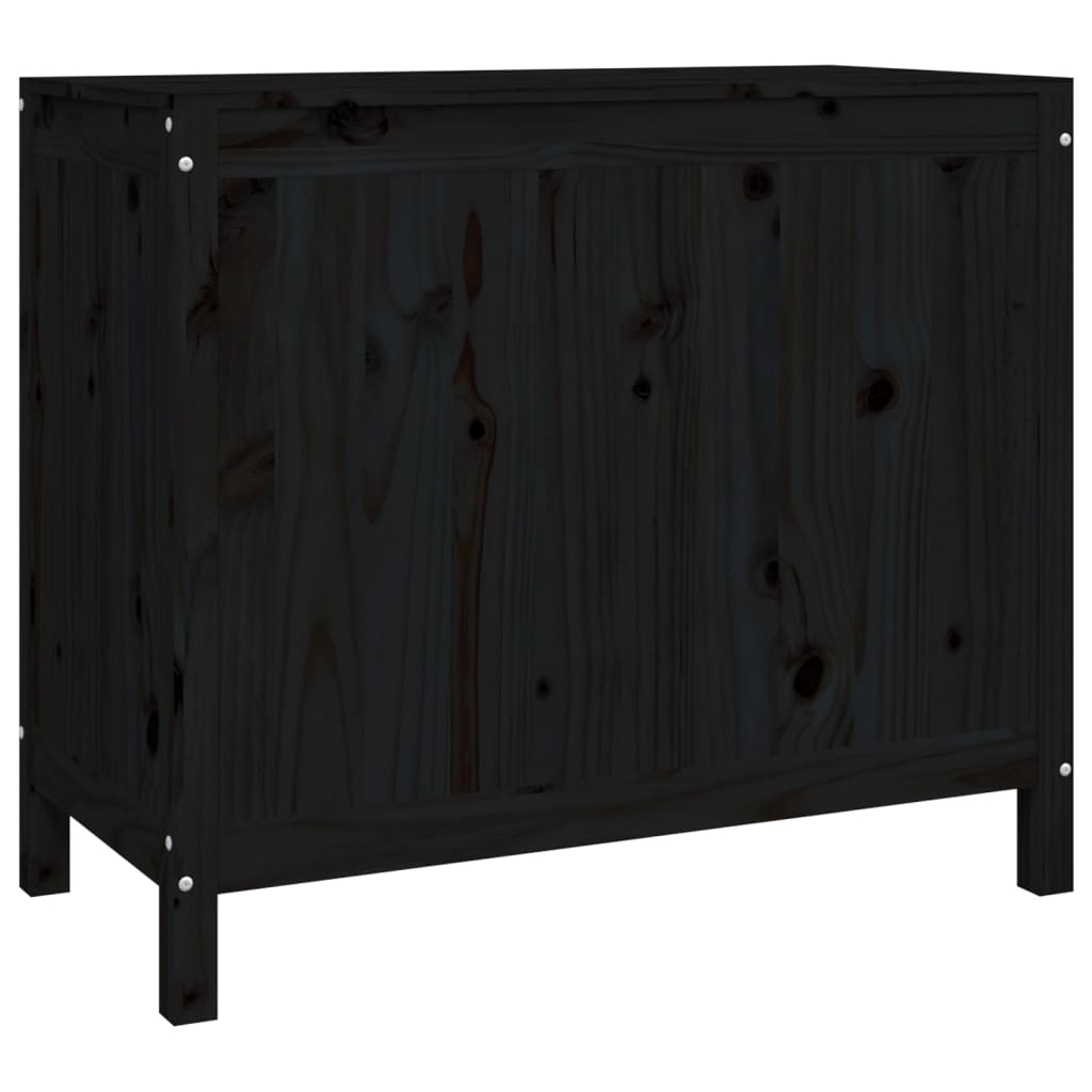 Tvättkorg Svart 88,5x44x76 cm massiv furu