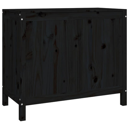 Tvättkorg Svart 88,5x44x76 cm massiv furu