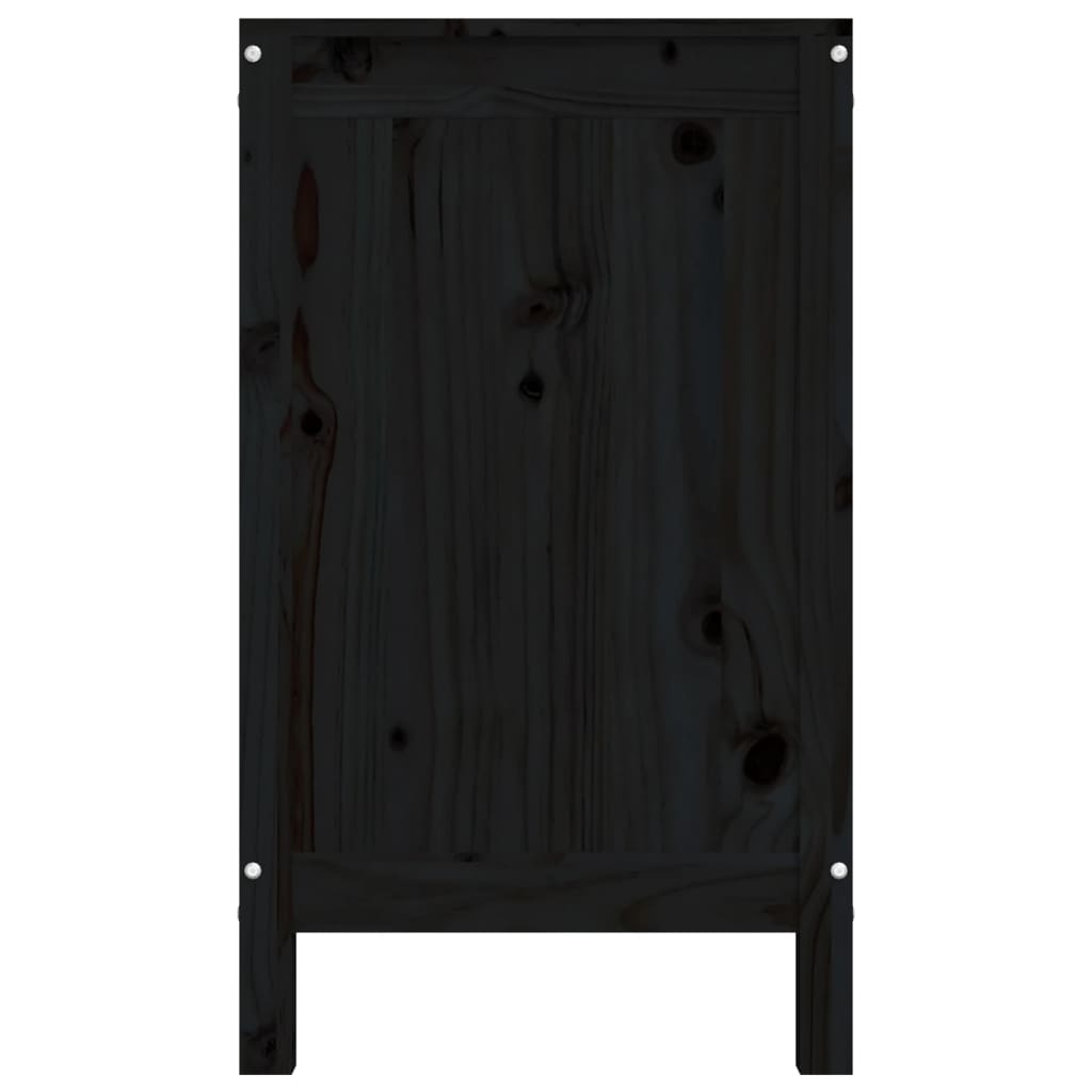 Tvättkorg Svart 88,5x44x76 cm massiv furu