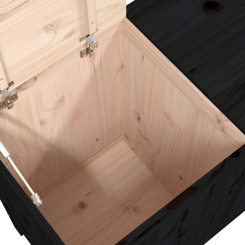 Tvättkorg Svart 88,5x44x76 cm massiv furu