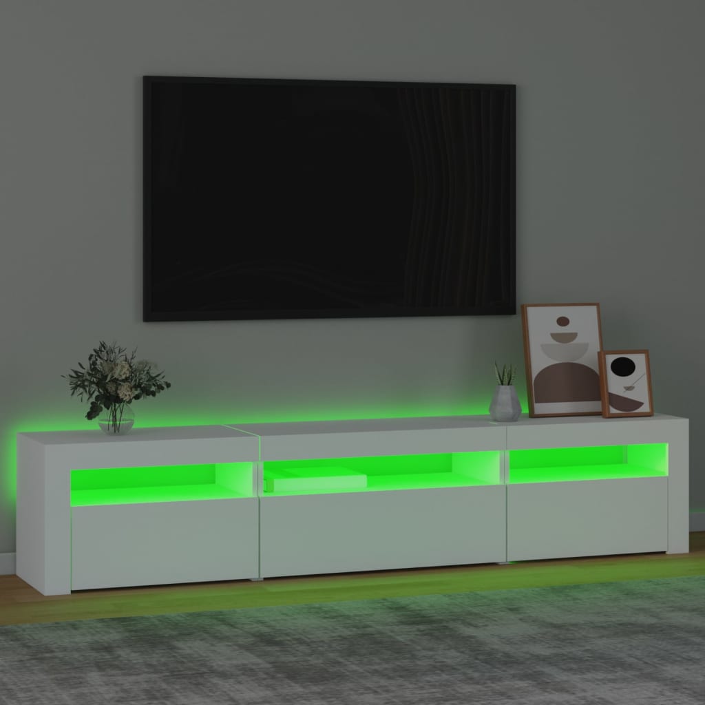 TV-Möbel Vit TV-Bänk LED 195x35x40 cm
