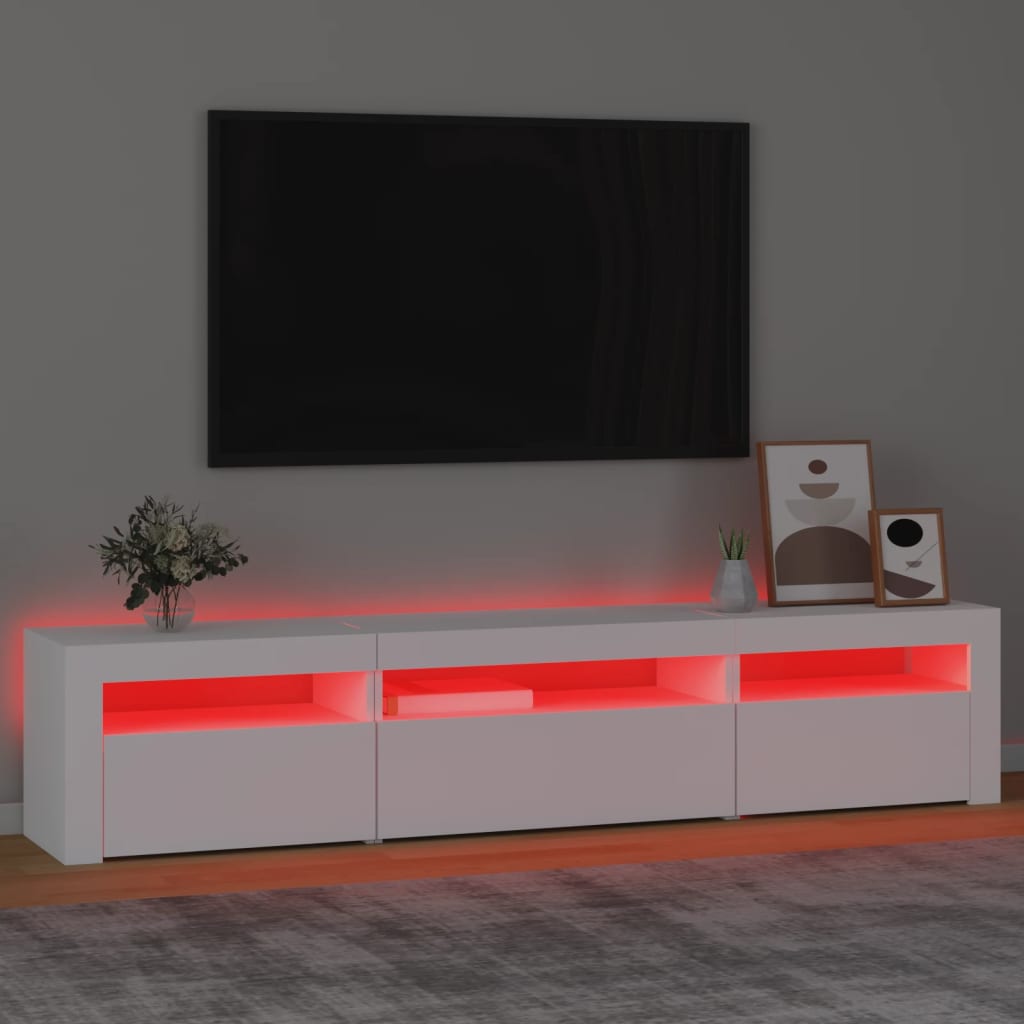 TV-Möbel Vit TV-Bänk LED 195x35x40 cm