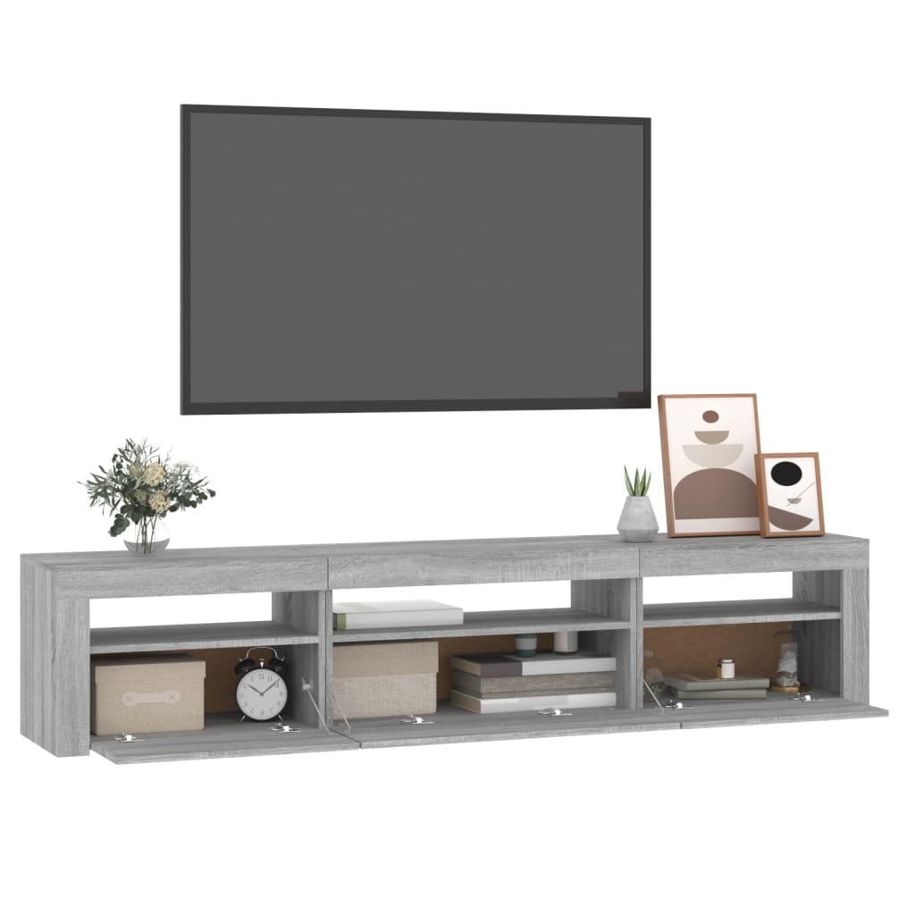 TV-Möbel Sonoma Grå TV-Bänk LED 195x35x40 cm